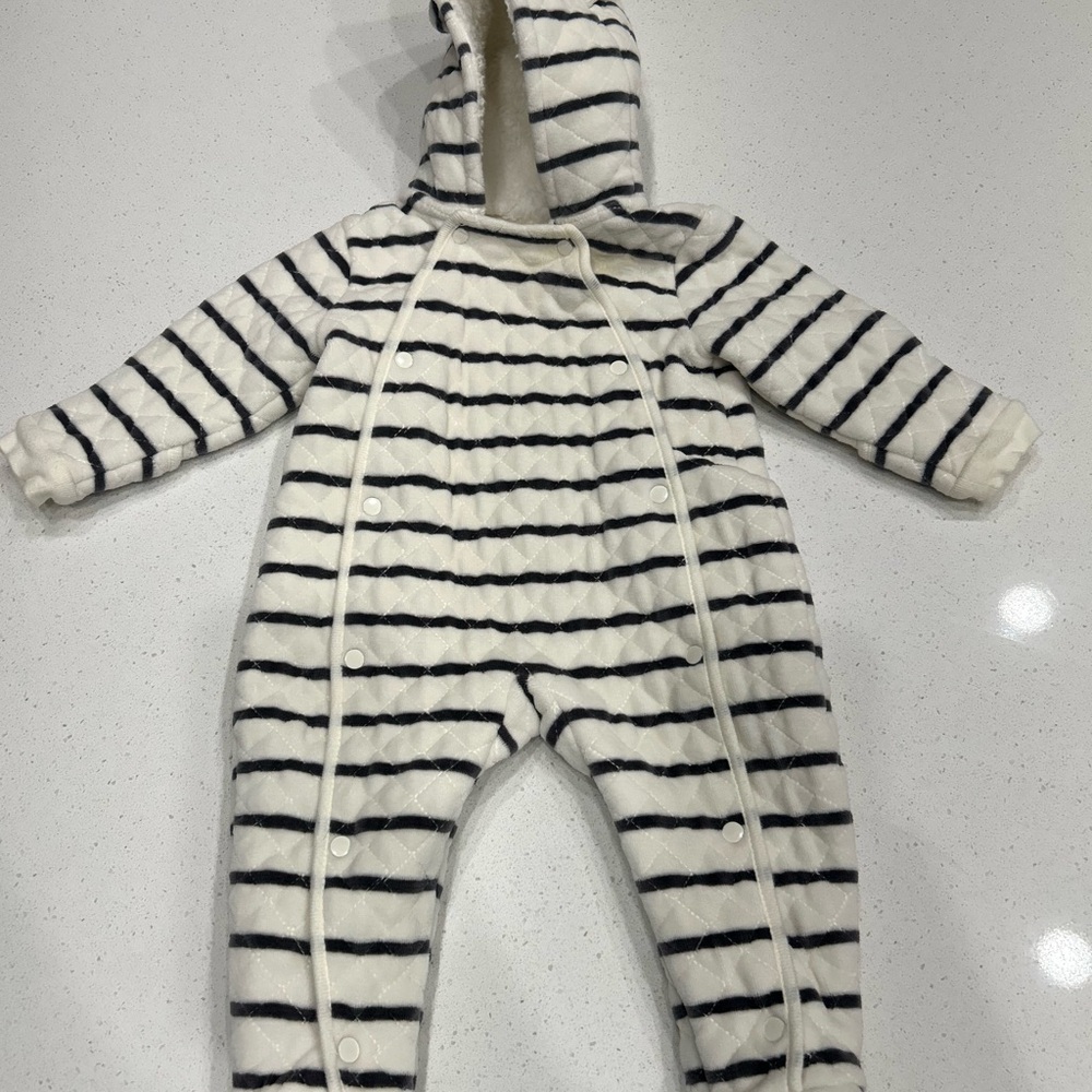 Nordstrom Navy and White Striped Hooded Footie